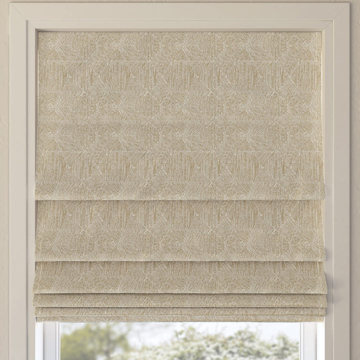 Sun Zero Tompkins Tonal Geometric Total Blackout Cordless Roman Shade 39" x 39 x 64 - Beige
