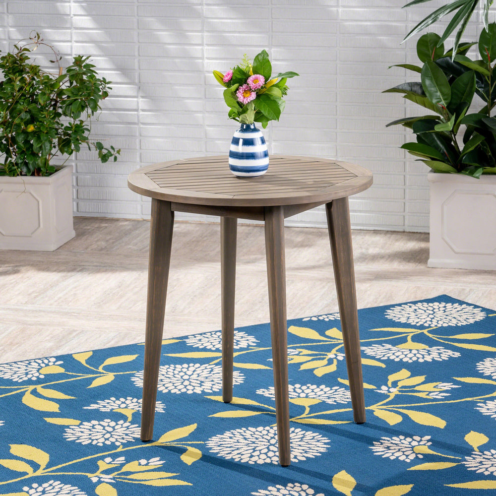 Christopher Knight Home Fitch Outdoor Round Acacia Wood Bistro Table Gray Finish - Diamond Home USA