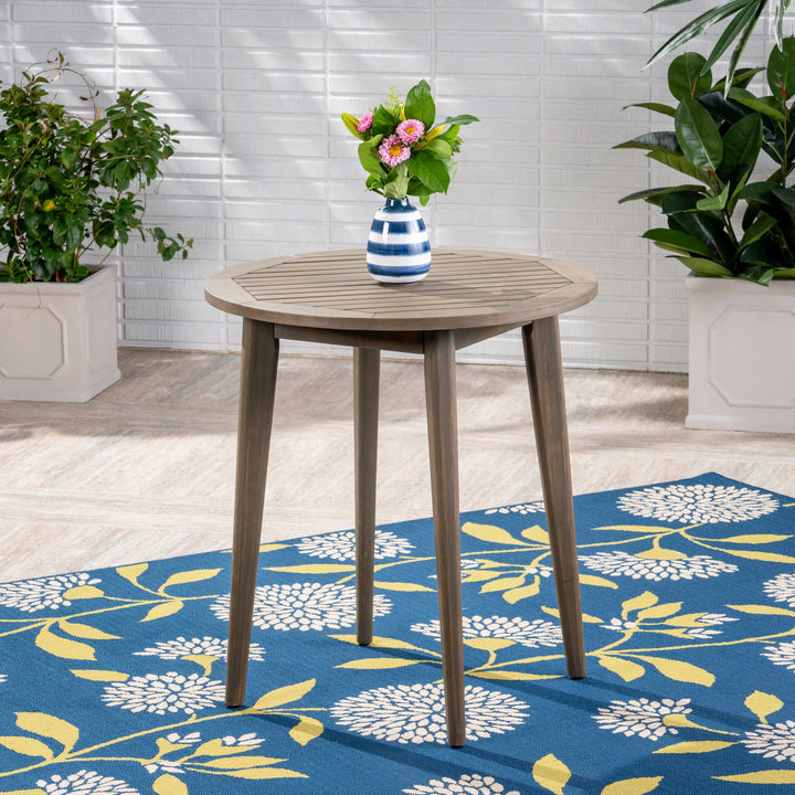 Christopher Knight Home Fitch Outdoor Round Acacia Wood Bistro Table Gray Finish - Diamond Home USA