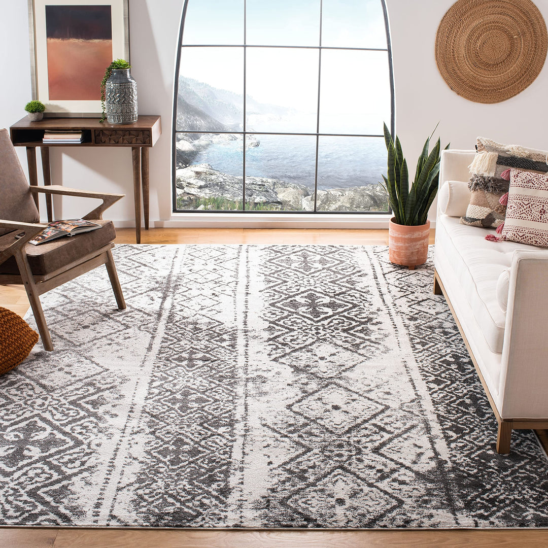 SAFAVIEH Adirondack Collection Accent Rug - 3' x 5' Silver & Black Moroccan Boho - Diamond Home USA