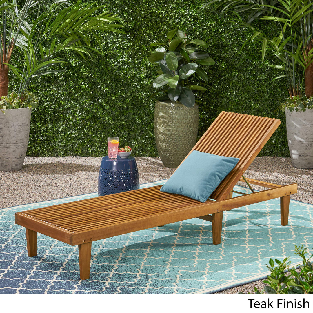 Christopher Knight Home Addisyn Outdoor Wooden Chaise Lounge Teak Finish - Diamond Home USA