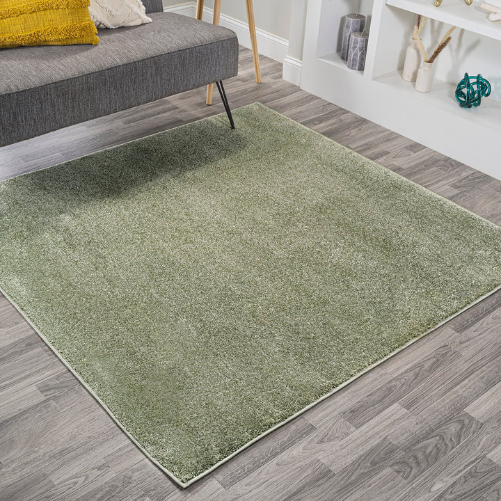 JONATHAN Y SEU100O-9SQ Haze Solid Low-Pile Indoor Area Rug Coastal Bohemian 9' Square - Green