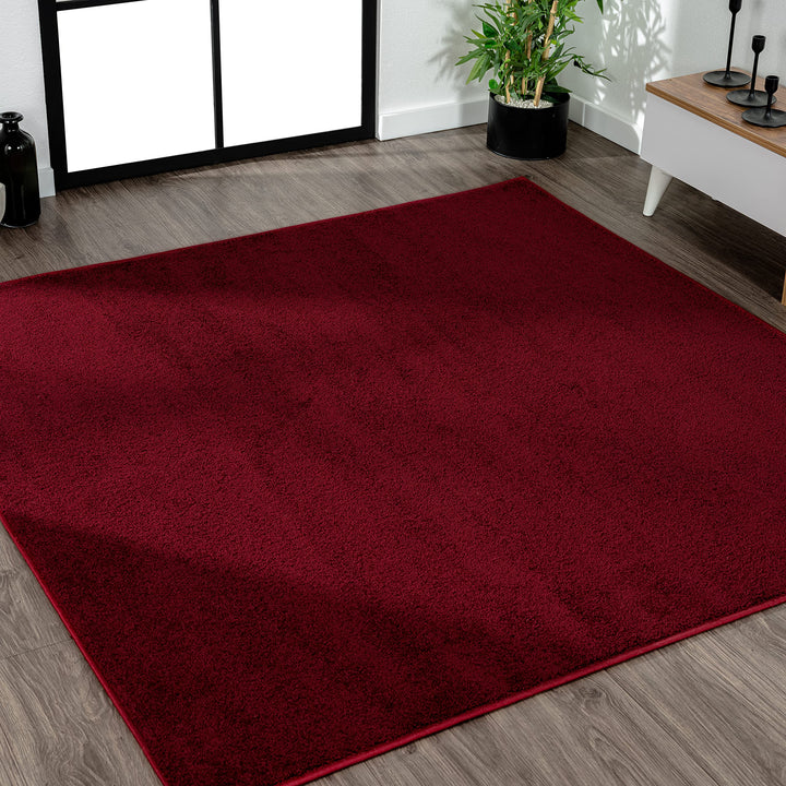 JONATHAN Y SEU100Q-6SQ Haze Solid Low-Pile Indoor Area Rug Coastal Bohemian 6' Square - Dark Red