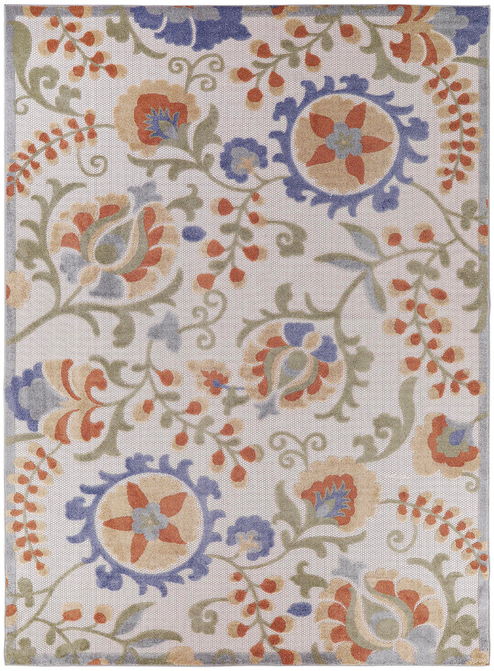 5'3 x 7'5 Indoor Outdoor Floral Color Area Rug Polypropylene