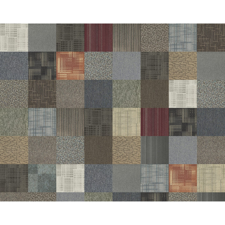 4urfloor -Assorted Carpet Tile 24''x 24'' (12 Tiles -48sqft) Beige Blue Grey - Diamond Home USA