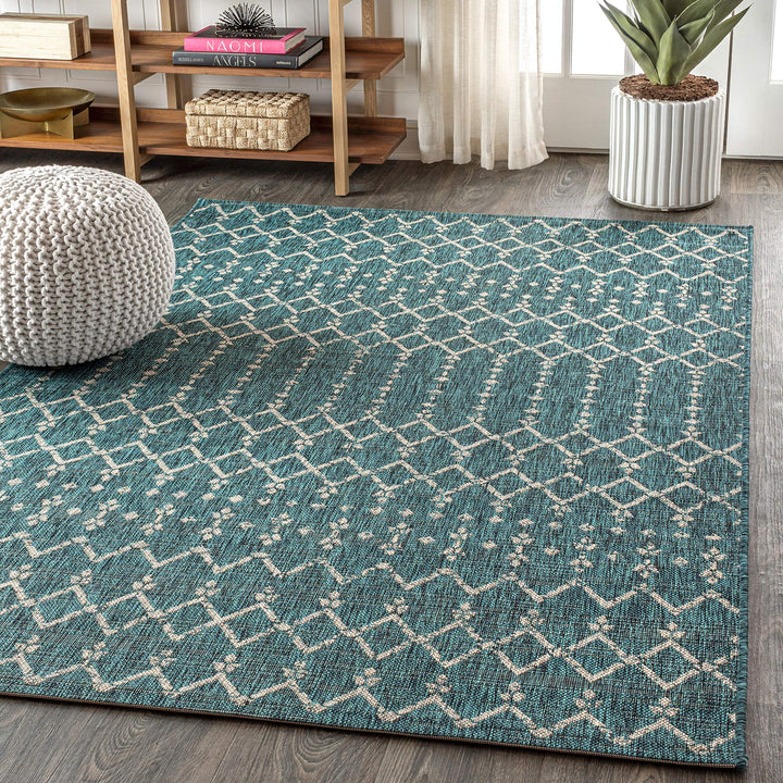 JONATHAN Y Trebol Moroccan Geometric Textured Weave Indoor/Outdoor Area Rug