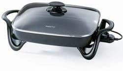 Cast 16 inch Electric Skillet Glass Lid Black Metal Variable