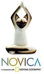 Handmade Wood 'Toward Sky Yoga Cat' Sculpture (Indonesia) White - Diamond Home USA