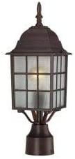 1 Light Rustic Bronze 17 inch Post Fixture Glass