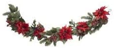 Poinsettia Berry 60 inch Garland Green Red Plastic Polyester - Diamond Home USA