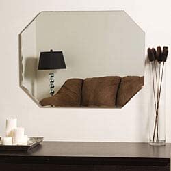 Frameless Octagon Scallop Beveled Mirror Silver /n Includes Hardware