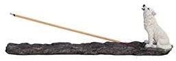 11" W Snow Wolf Call Incense Burner White