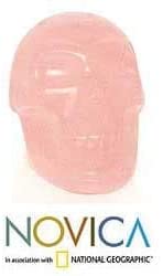 Handmade Rose Quartz Pink Skull Statuette (Brazil) Stone - Diamond Home USA