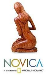 Handcrafted Wood 'Mother Her Child' Sculpture Handmade Indonesia Brown - Diamond Home USA