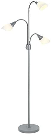 3 Light Adjustable Head Floor Lamp Silver Modern