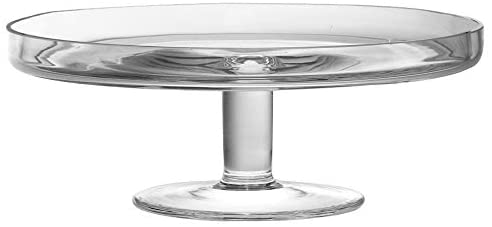European Glass Footed Cake Plate Clear Solid Casual