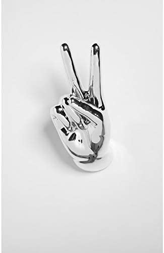 Interior Illusions Plus Silver Peace Hand Wall Mount 9" Tall Modern Contemporary Ceramic Glossy Handmade - Diamond Home USA