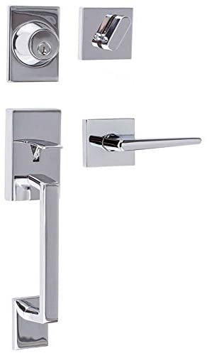 Modern Front Entrance Handle Set Brass Polished - Diamond Home USA