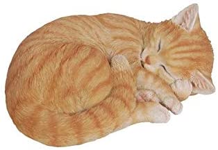 Orange Cat Sleeping Lying Down Polyresin - Diamond Home USA
