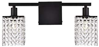 2 Light Bath Sconce Clear Crystals Mid Century Modern Crystal Iron Black Dimmable - Diamond Home USA