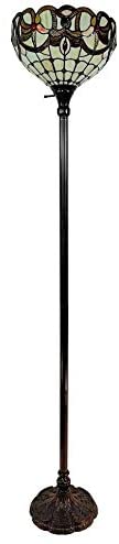 Floor Lamp Standing 72" Tall Stained Glass Tan Bedroom Reading Gift Am279fl14b Color Bronze - Diamond Home USA