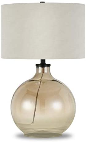 Table Lamp Glass Linen Shade Gold Glam Modern Contemporary Transitional - Diamond Home USA