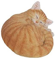 Orange Cat Sleeping Lying Down Polyresin - Diamond Home USA