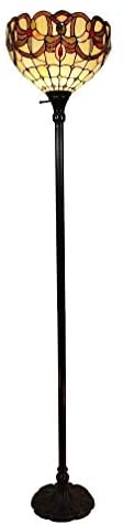 Floor Lamp Standing 72" Tall Stained Glass Tan Bedroom Reading Gift Am279fl14b Color Bronze - Diamond Home USA