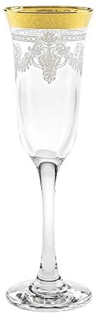 MISC Flutes Set 6 Stencil Pattern Gold Band Glass Piece