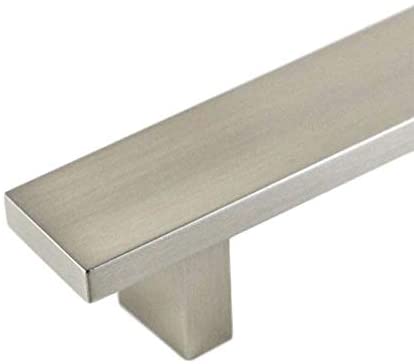 Contemporary 10 inch Rectangular Design Stainless Steel Cabinet Bar Pull Handles (Pack 4) Aluminum Nickel Finish - Diamond Home USA