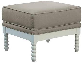 MISC Beige/White Ottoman Solid Fabric Wood