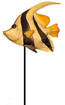 Handmade Angel Fish Garden Decoration Black White Modern