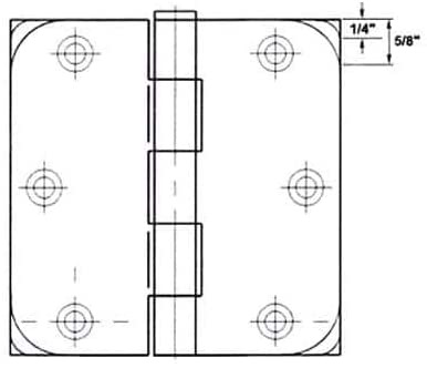3 5 inch X 5/8 inch Radius Satin Nickel Door Hinges (Case 24) Grey Metal Finish - Diamond Home USA