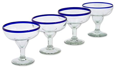 Handmade Happy Hour Glasses Set 4 (Mexico) Clear Glass Piece