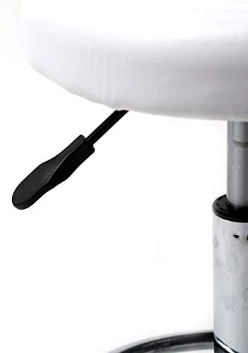 24" Round Stool Lines Rotation Bar White Leather Metal Finish Swivel - Diamond Home USA