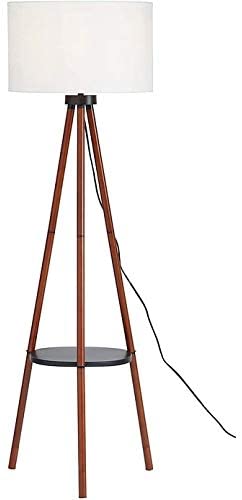 Walnut Tripod Floor Lamp Brown Bohemian Eclectic Industrial Mid