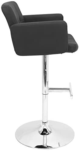 Contemporary Bar Stool Black Faux Leather Modern Metal Chrome Finish Footrest Swivel Upholstered