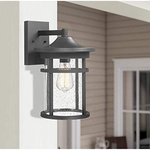 MISC 1 Light Wall Sconce Mounted Lightseeded Glass Shade Aluminum Black