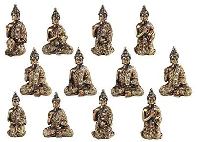 3 5" H Miniature Thai Buddha Statue 12 Pc Set Gold