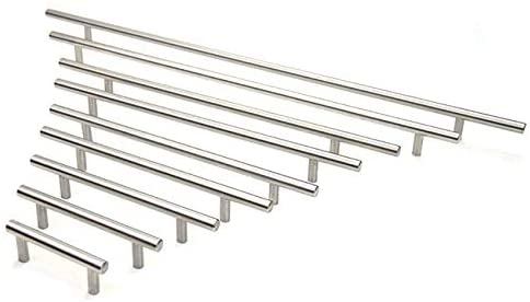 Solid Stainless Steel Cabinet Bar Pull Handles (Case 4) Grey Nickel Finish - Diamond Home USA