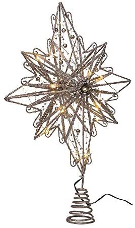 15 5 inch 30 Light Fairy Light Silver Star Treetop 15
