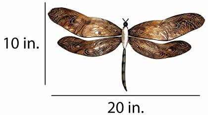 Handmade Earthtoned Dragonfly Metal Art Brown Hand Painted Iron - Diamond Home USA