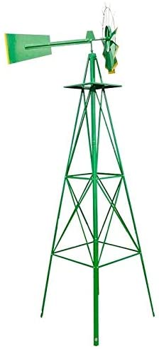 8ft Weather Resistant Yard Garden Windmill Green Metal - Diamond Home USA