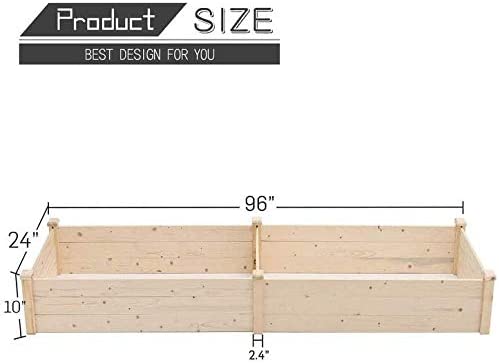 8 Foot Wooden Garden Bed Planter Box Off White Rectangular Cedar - Diamond Home USA