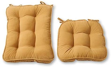 Cream Microfiber Chair Cushion Set Brown Solid Classic