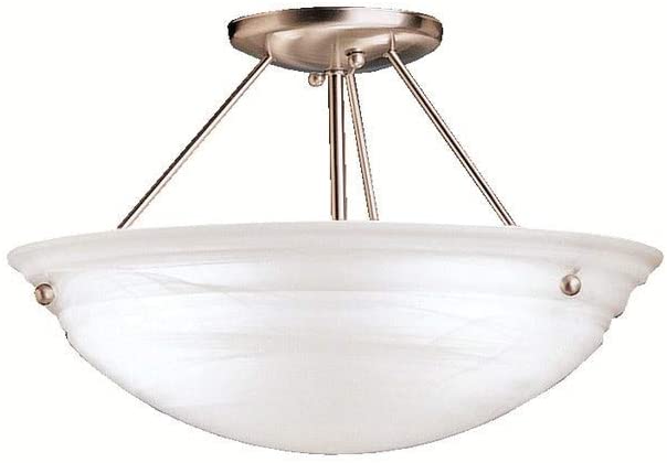 3 Light Brushed Nickel Semi Flush Mount Transitional Glass Steel - Diamond Home USA