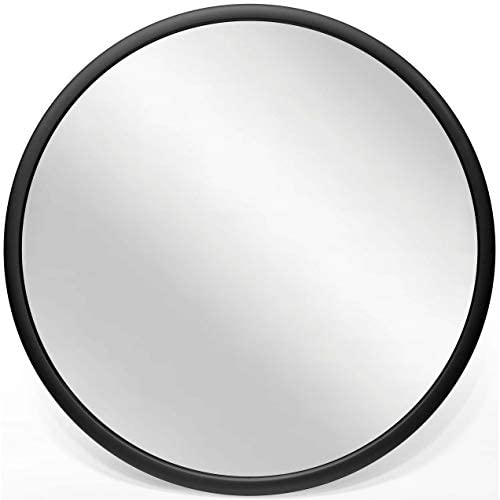22 Inch Matte Black Hanging Wall Mirror