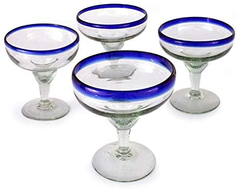 Handmade Happy Hour Glasses Set 4 (Mexico) Clear Glass