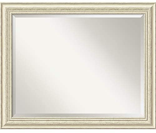 Large Country Whitewash Wall Mirror White Rustic Shabby Chic Beveled Glass Includes Hardware - Diamond Home USA