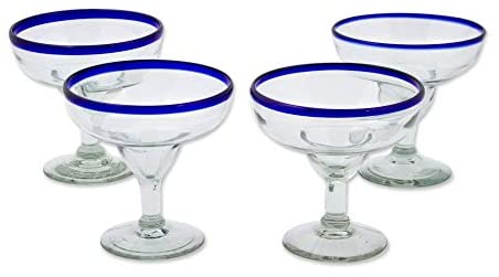 Handmade Happy Hour Glasses Set 4 (Mexico) Clear Glass Piece